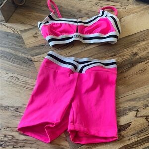 Vibrant Pink Sports Bra and Shorts Set